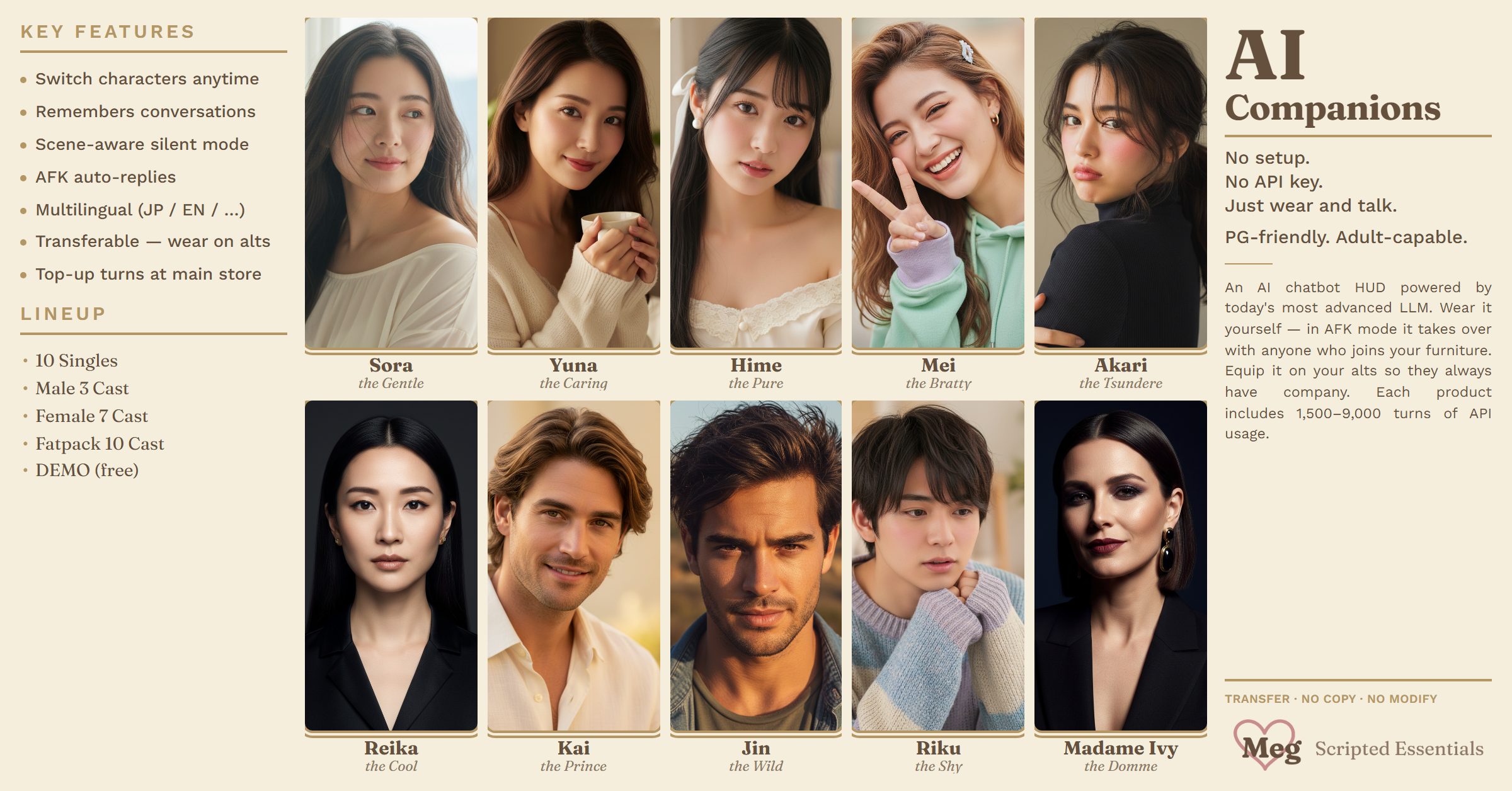 Meg - AI Companions — ten characters